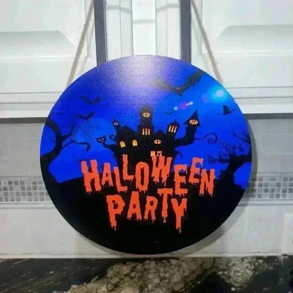 Halloween Party door Hanger Decor / Blue, Orange, & Black - Picture 6 of 8